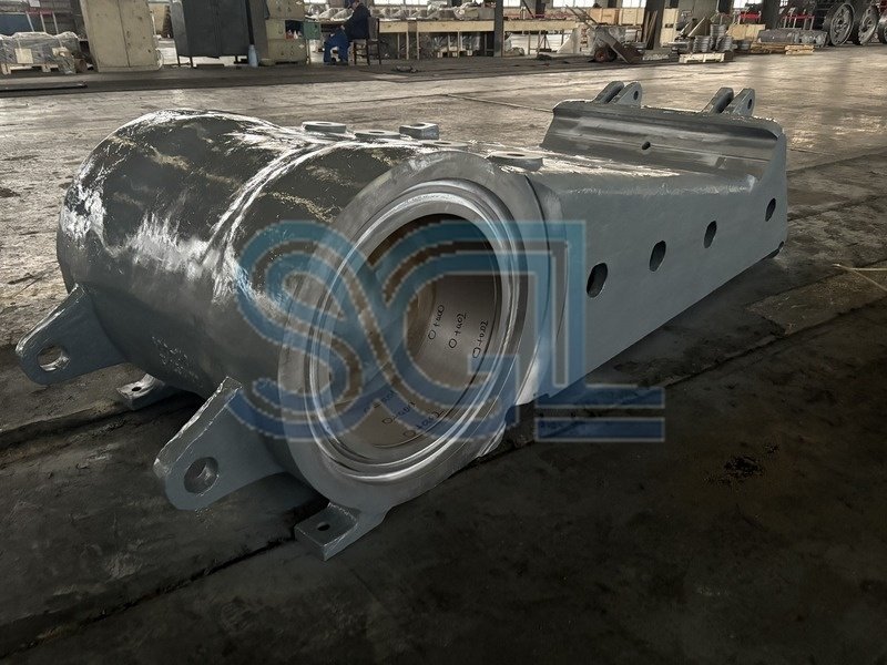 Heavy-duty ship steering gear part for maritime navigation and vessel maneuvering.