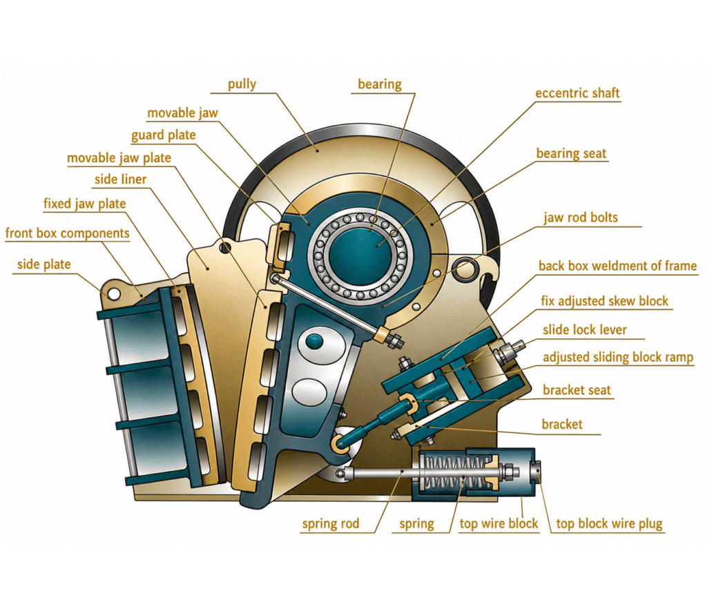 High-quality industrial crane bearing assembly with labeled components for maintenance and repair.